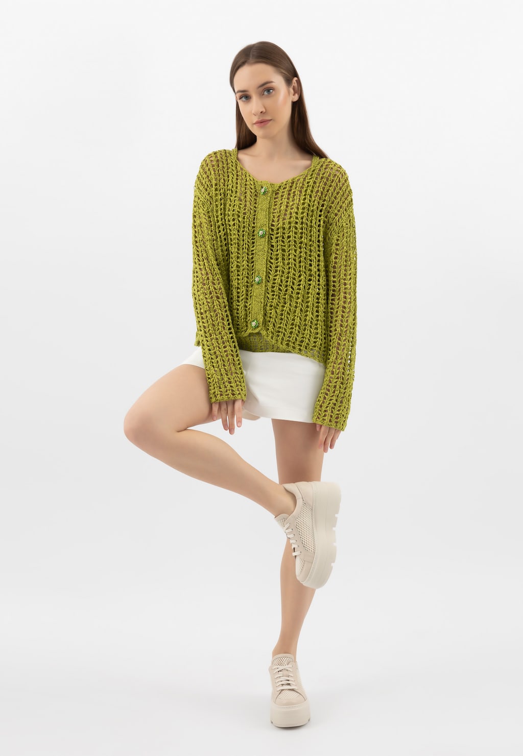 Dámské děrované tenisky na vysoké platformě 46372-84 Widok 10