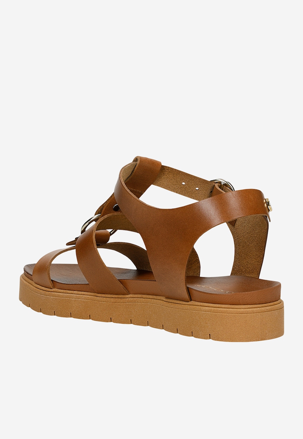 Brązowe skórzane sandały damskie z grubymi paskami 76237-53 Widok 4