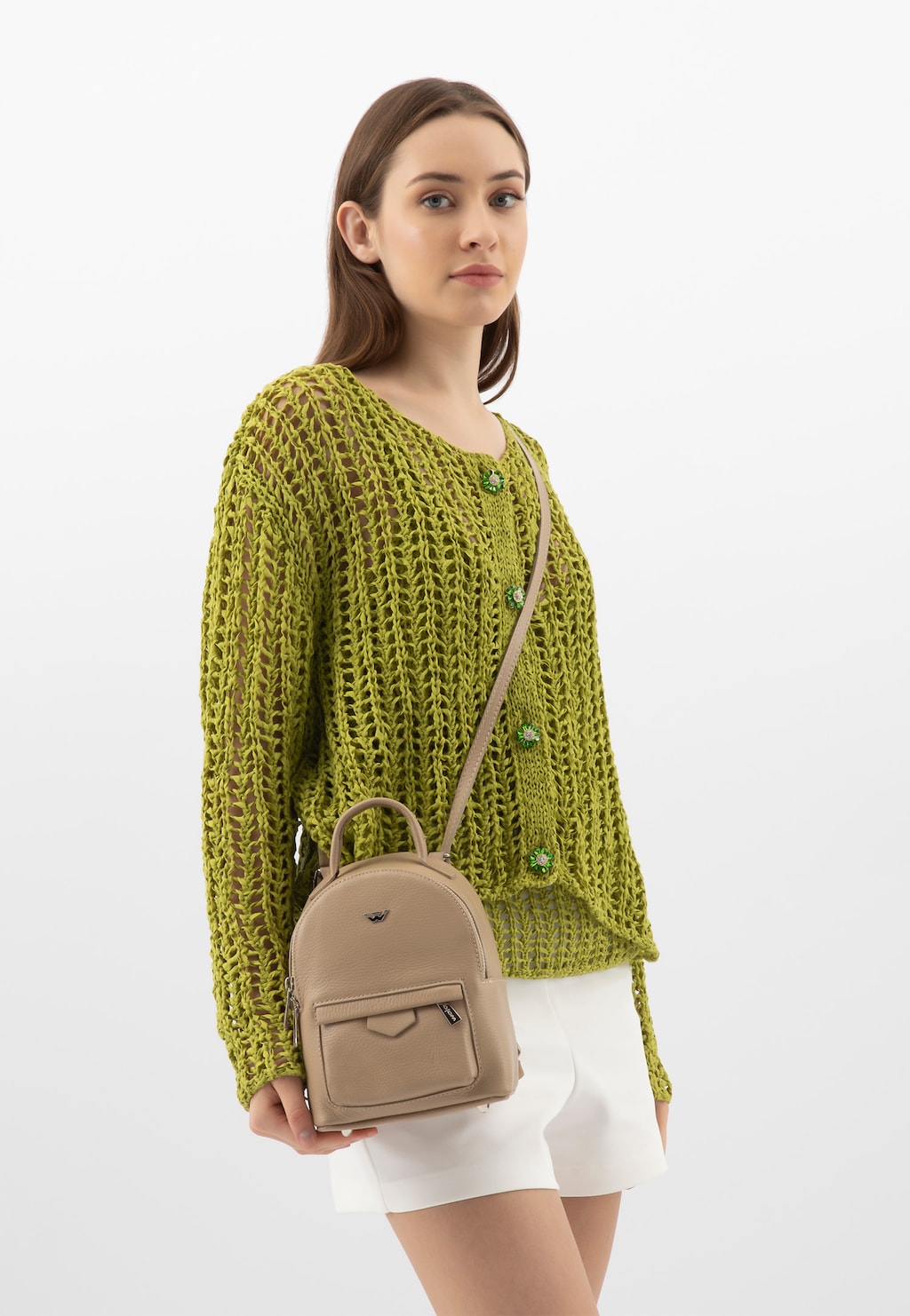 Béžový mestský ruksak z lícovej kože 80085-54 Widok 8