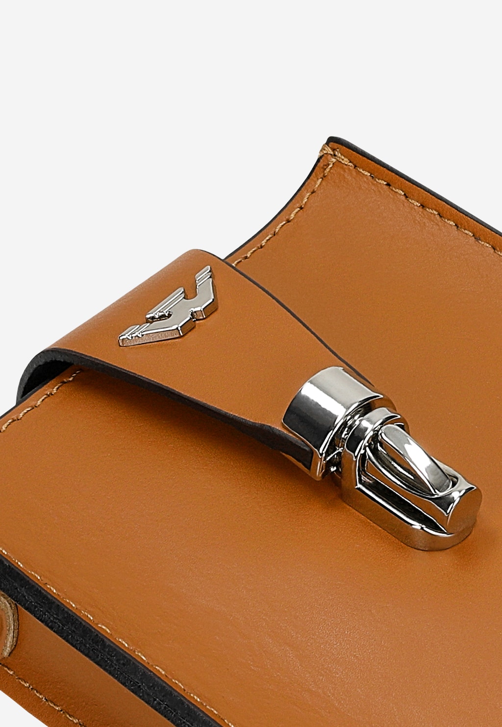 Jasnobrązowa skórzana torebka na telefon ze srebrnym łańcuszkiem 80181-53 Widok 7