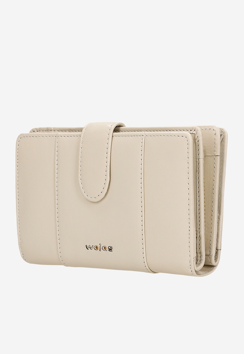 Beżowy skórzany portfel damski zapinany na zatrzask 91011-54 Widok 3