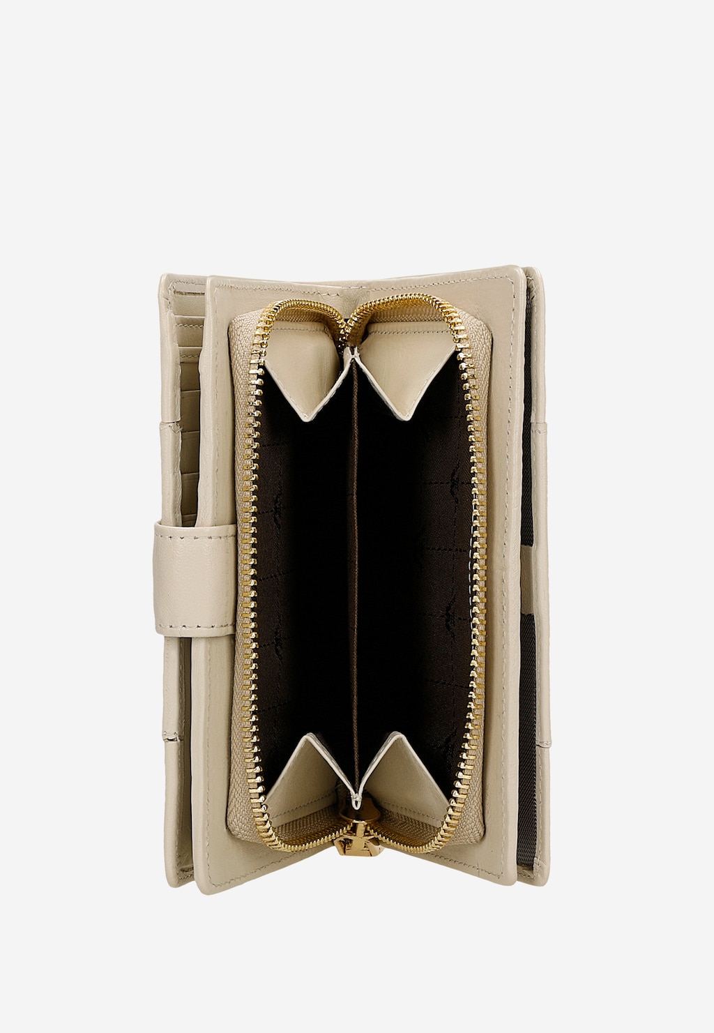 Beżowy skórzany portfel damski zapinany na zatrzask 91011-54 Widok 7