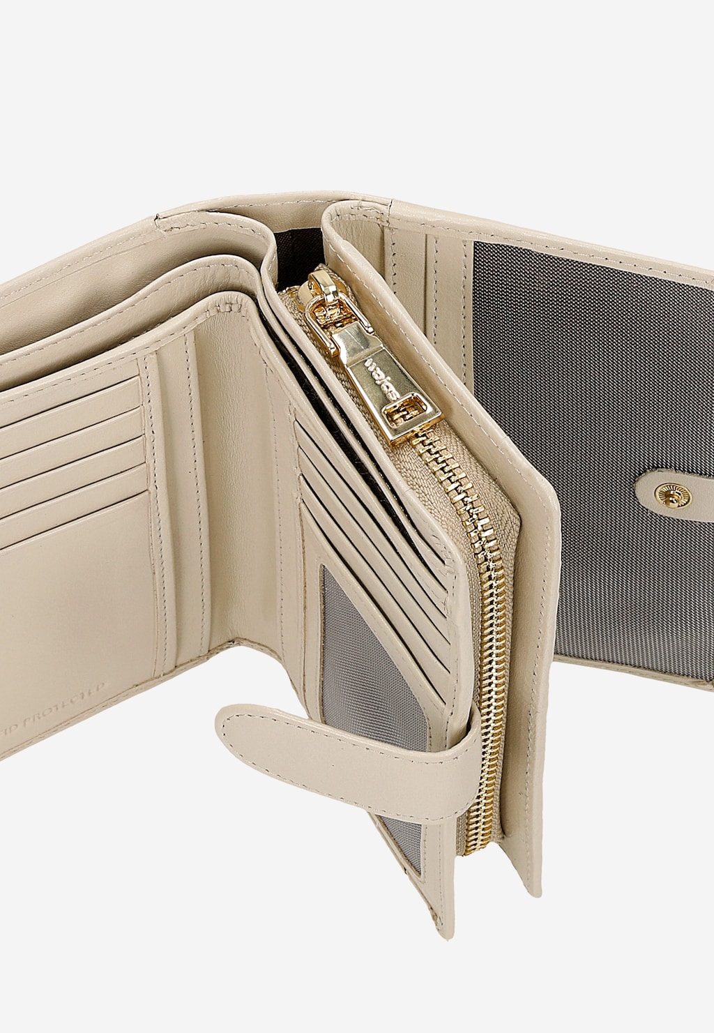 Beżowy skórzany portfel damski zapinany na zatrzask 91011-54 Widok 8