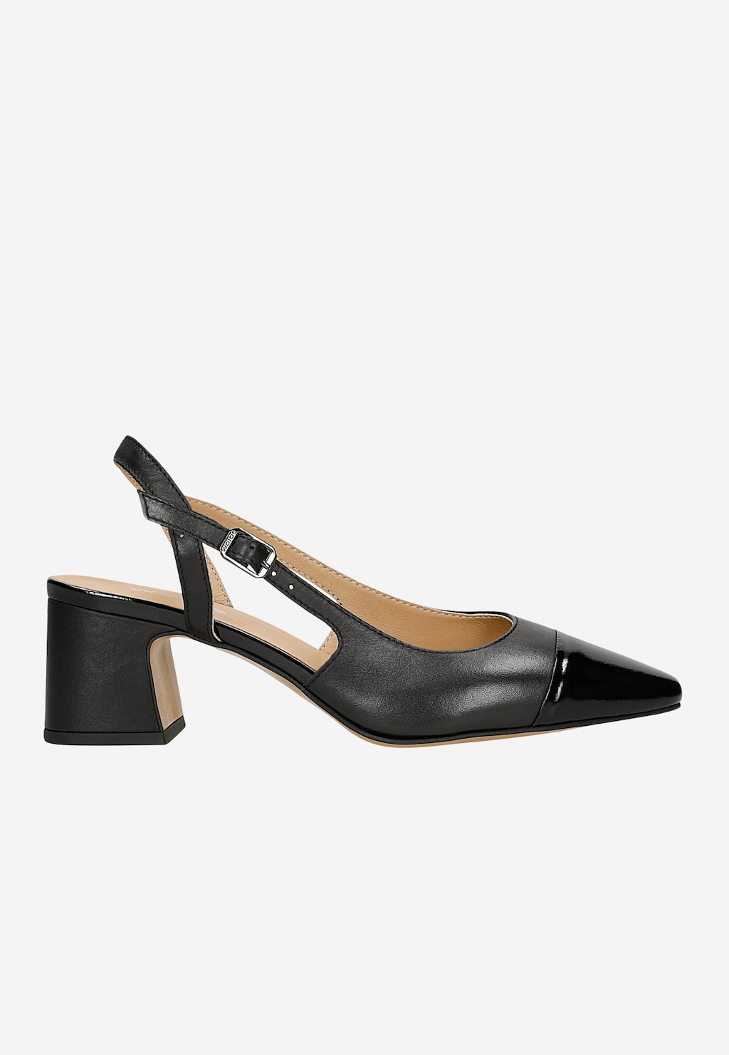 Černé kožené lodičky s lakovanou špičkou 35147-71 Widok 2