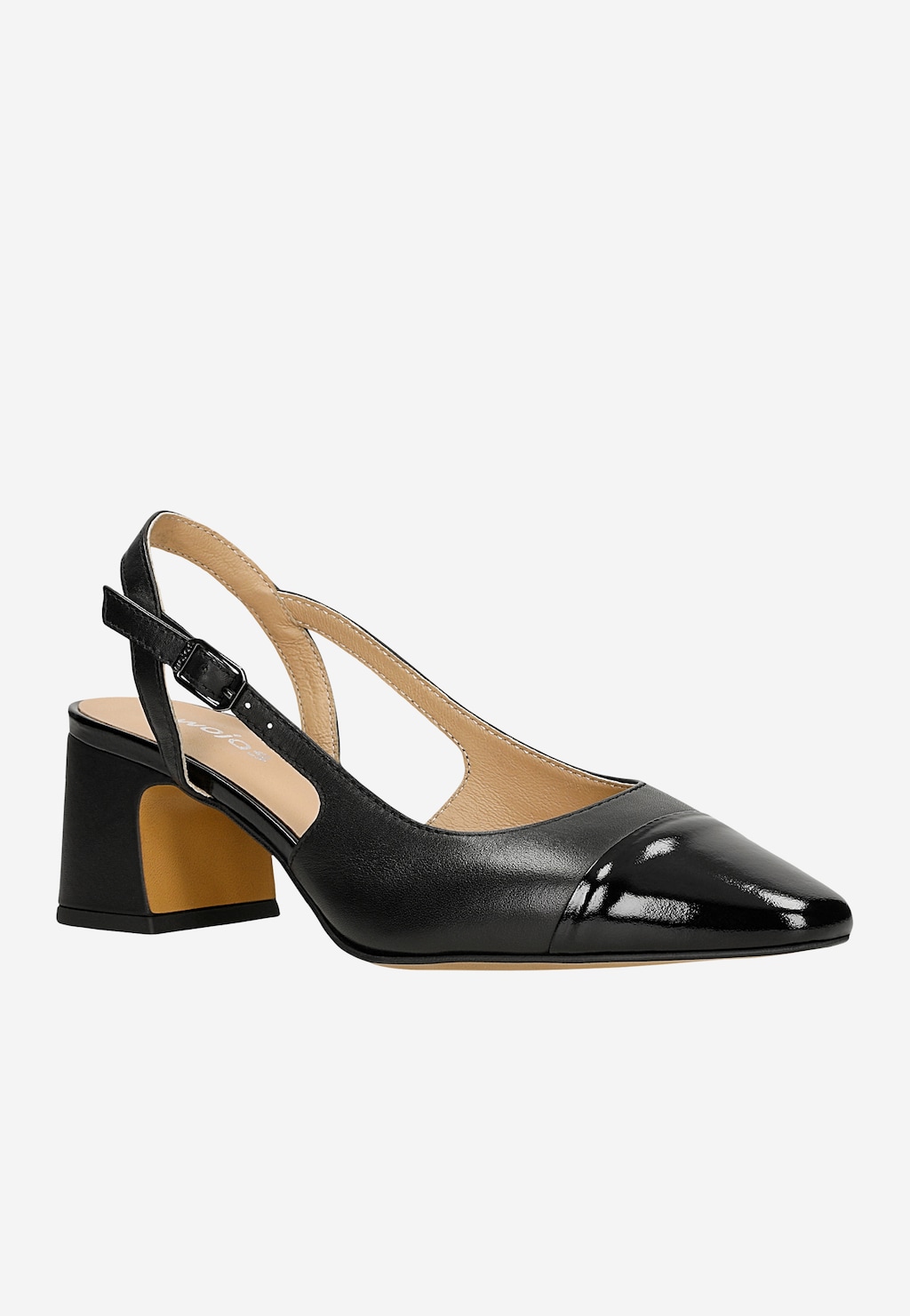 Černé kožené lodičky s lakovanou špičkou 35147-71 Widok 3