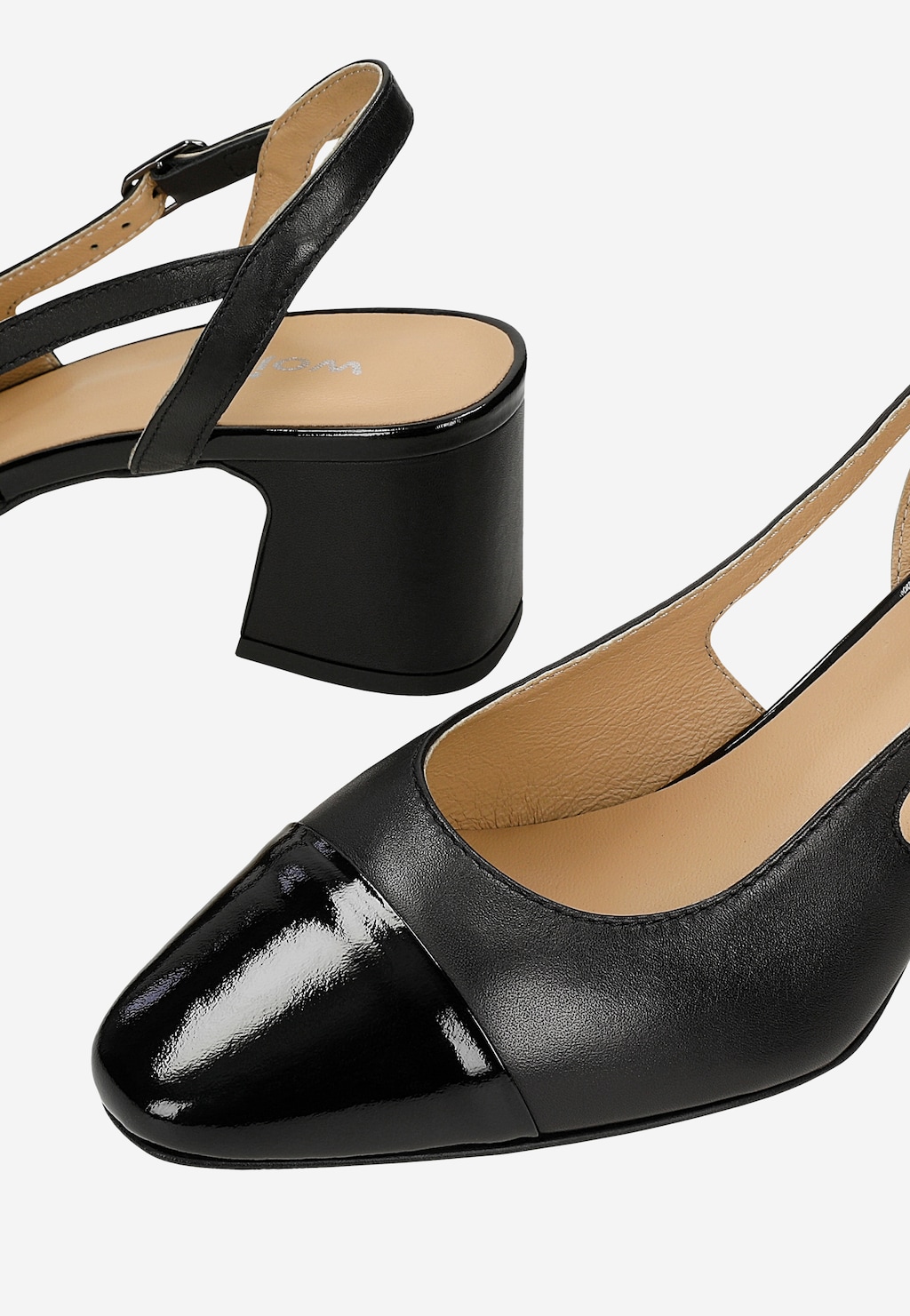 Černé kožené lodičky s lakovanou špičkou 35147-71 Widok 7