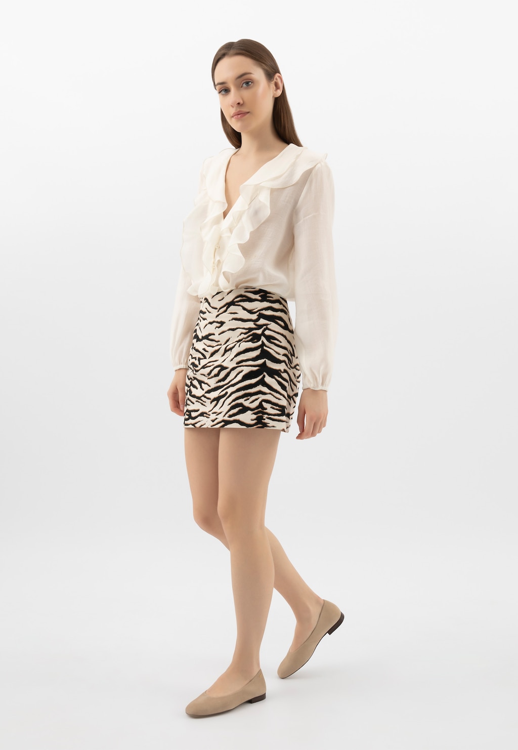 Béžové semišové balerínky dámské 44003-64 Widok 9