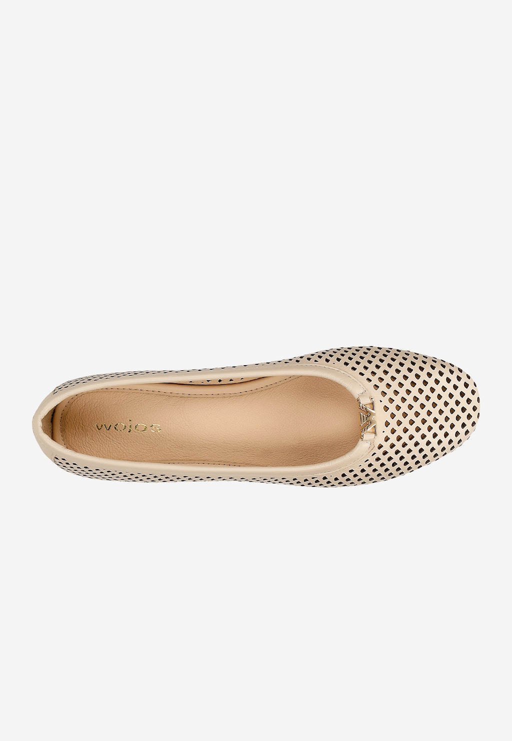 Béžové kožené dámske balerínky s ažúrovaním 44056-54 Widok 5