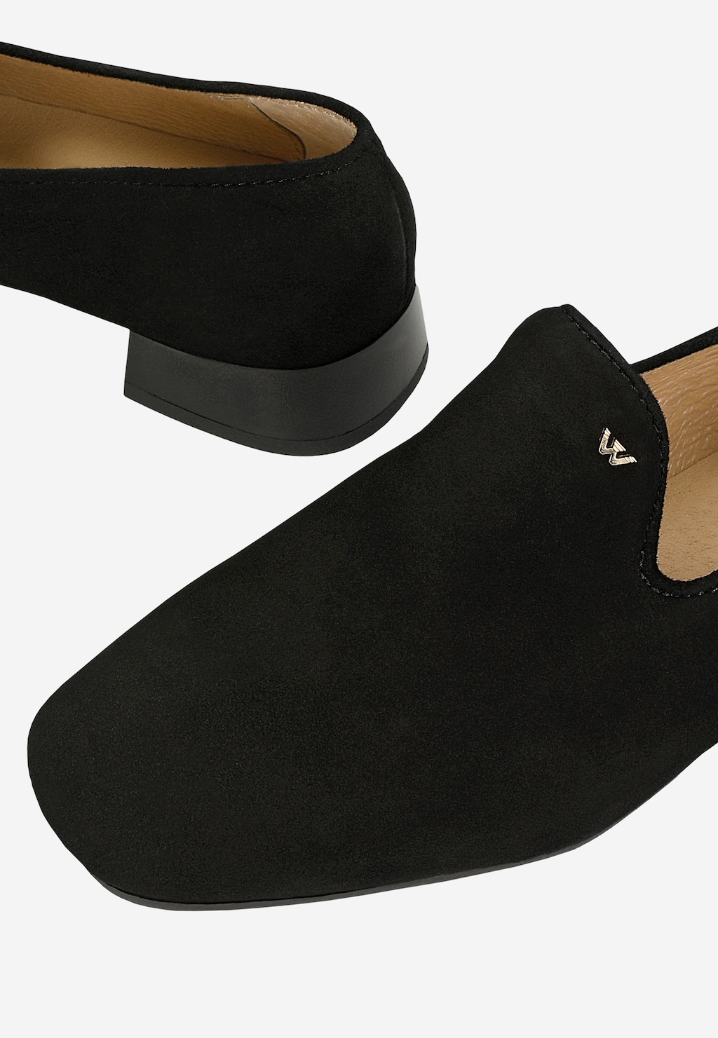Čierne mokasíny z velúrovej kože na širokom podpätku 45010-61 Widok 7