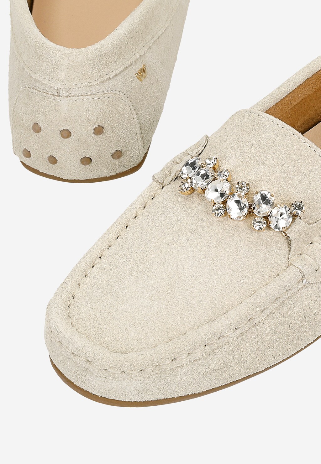 Béžové mokasíny s ozdobnou bižutériou 46328-64 Widok 7