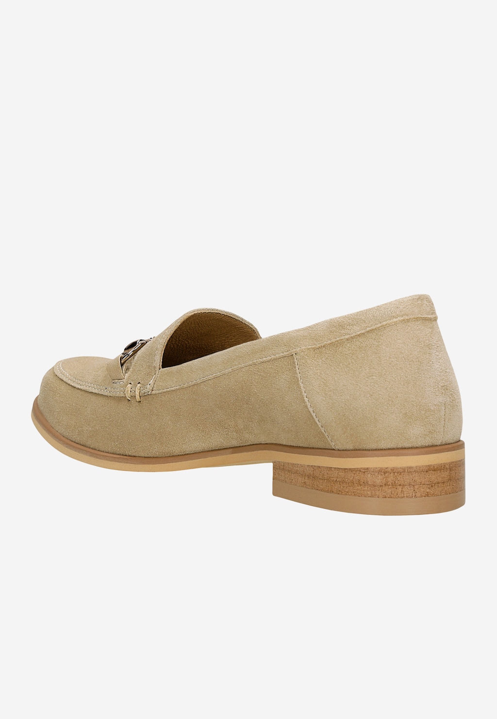 Beżowe mokasyny damskie z metalową klamrą 46330-64 Widok 4