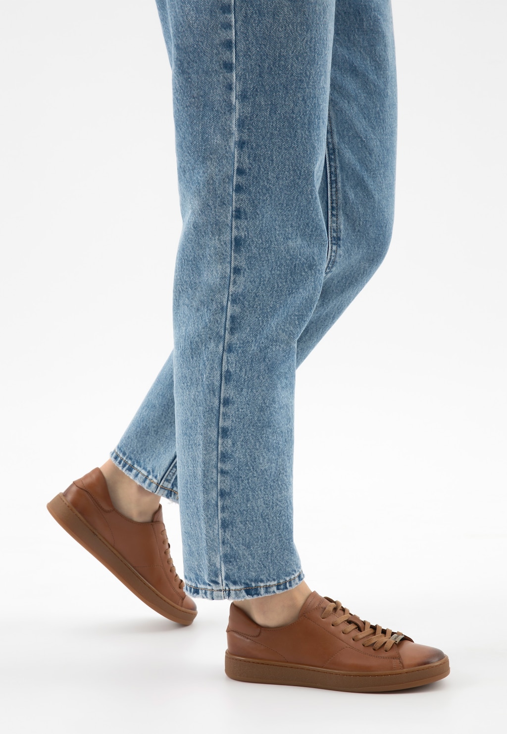 Hnedé kožené tenisky pre ženy 46334-54 Widok 8