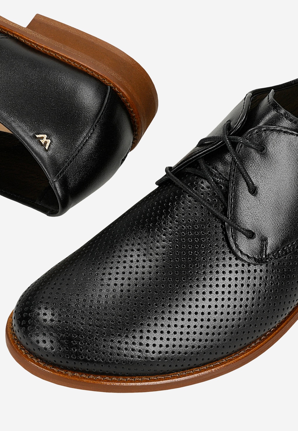 Čierne elegantné dámske oxfordky s perforovanou kožou 46342-51 Widok 7