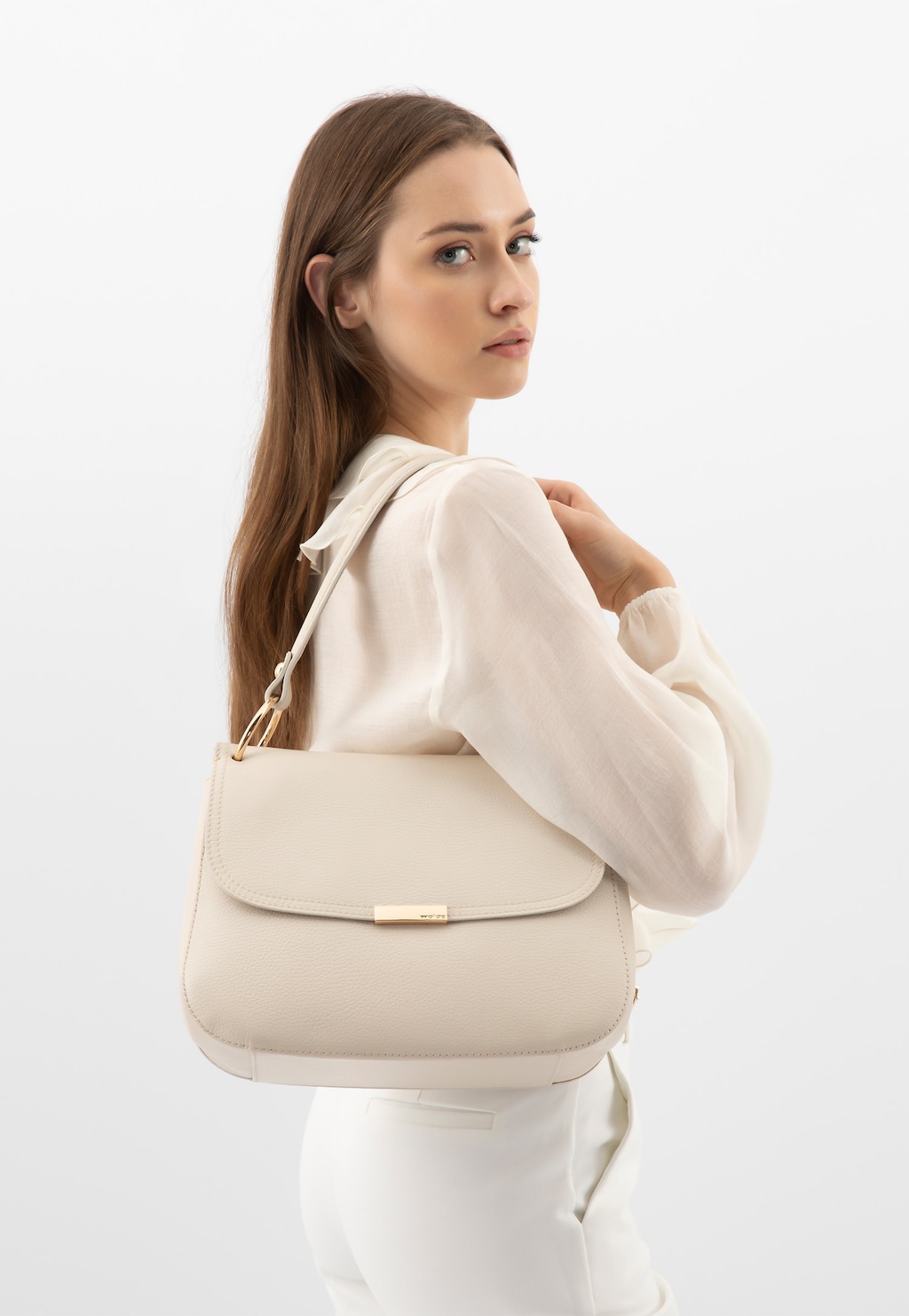 Světle béžová kožená dámská kabelka 80334-54 Widok 1