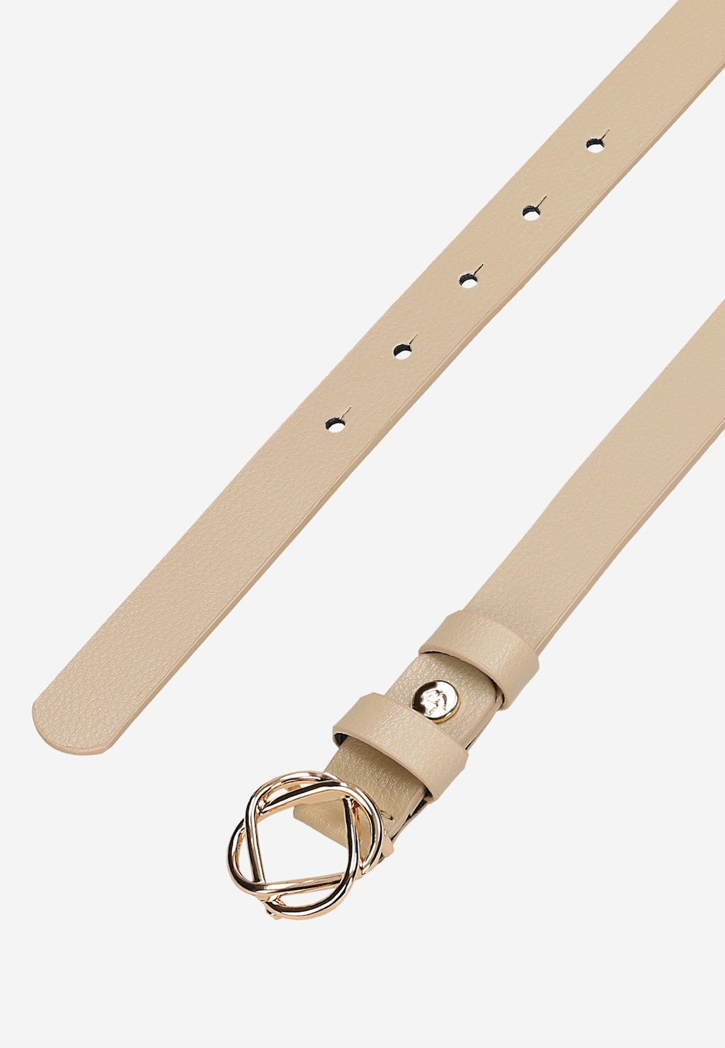 Béžový kožený dámsky opasok so zlatou sponou 93058-54 Widok 5
