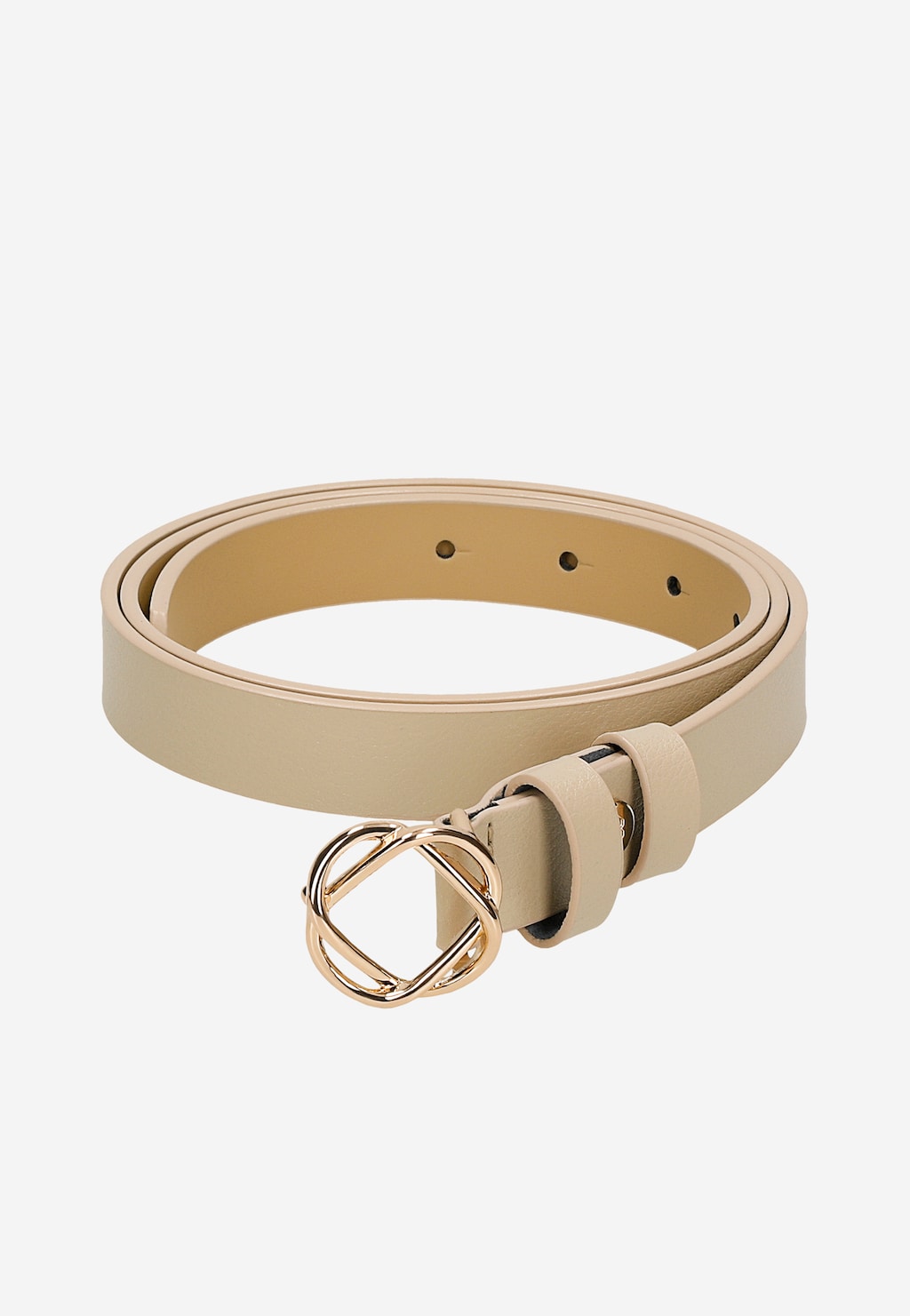 Béžový kožený dámsky opasok so zlatou sponou 93058-54 Widok 6
