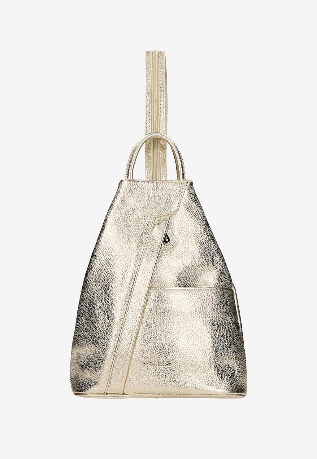 Mały złoty plecak ze skóry licowej z zapinanymi rączkami 80083-58 Widok 2