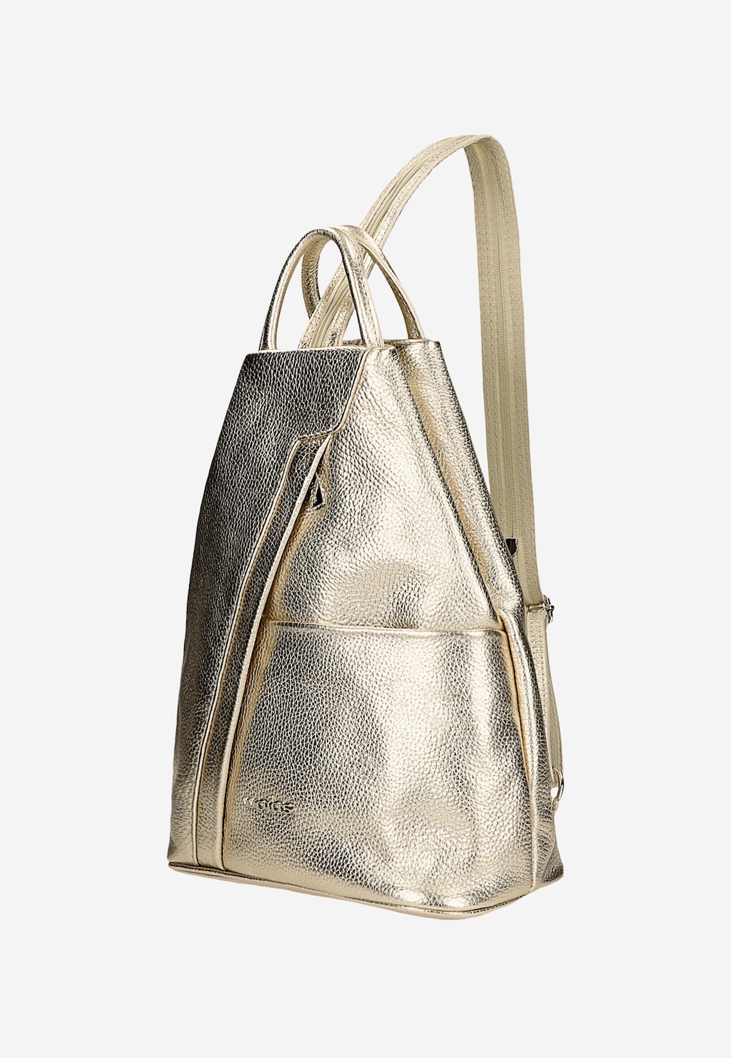 Mały złoty plecak ze skóry licowej z zapinanymi rączkami 80083-58 Widok 3