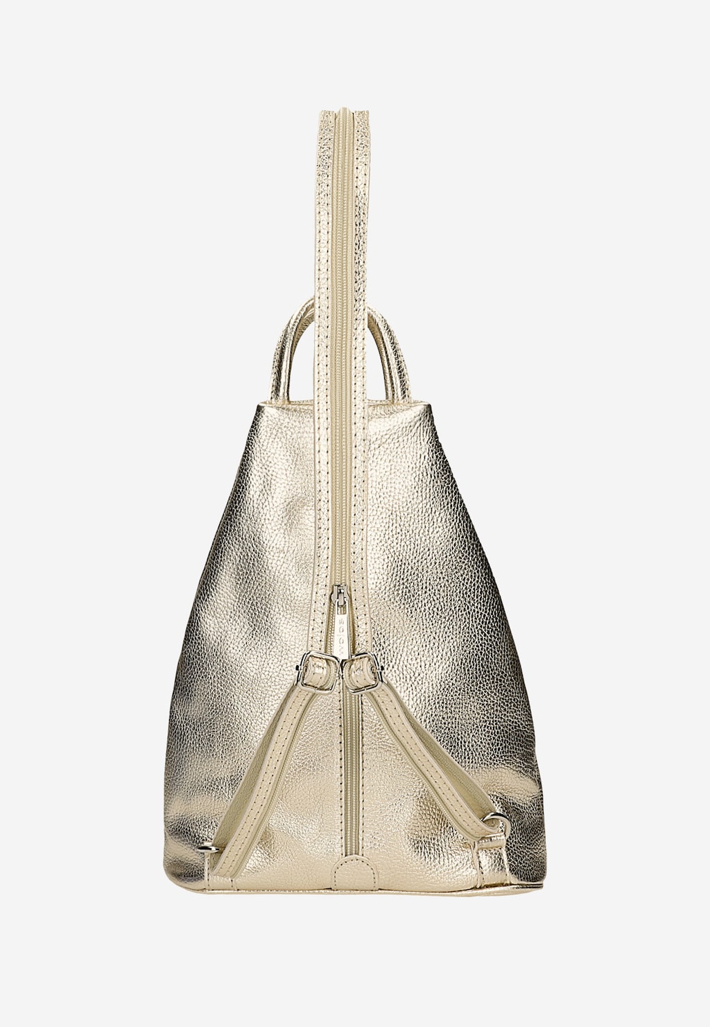 Mały złoty plecak ze skóry licowej z zapinanymi rączkami 80083-58 Widok 4