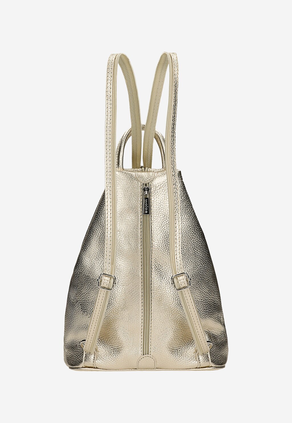 Mały złoty plecak ze skóry licowej z zapinanymi rączkami 80083-58 Widok 5