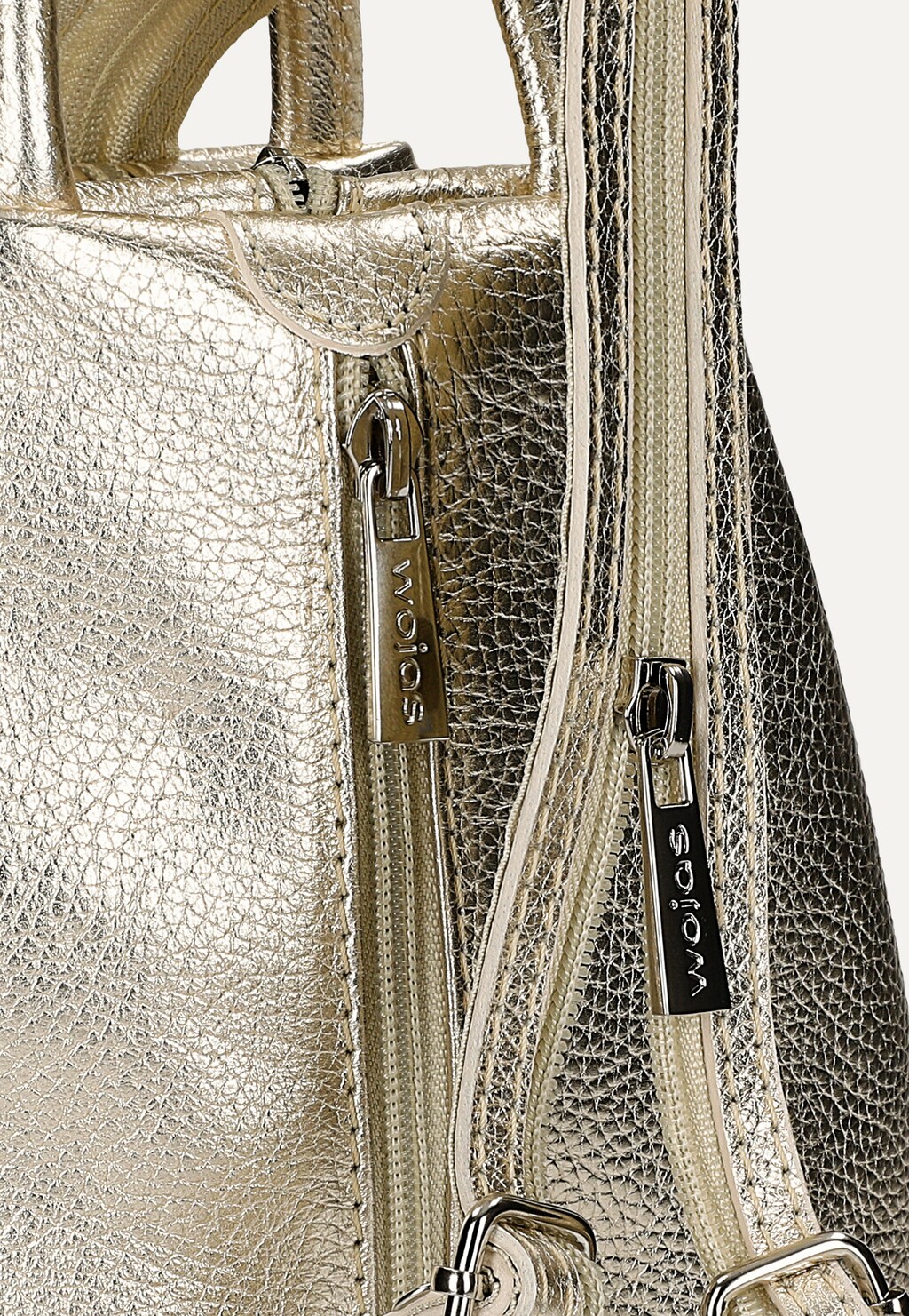 Mały złoty plecak ze skóry licowej z zapinanymi rączkami 80083-58 Widok 8