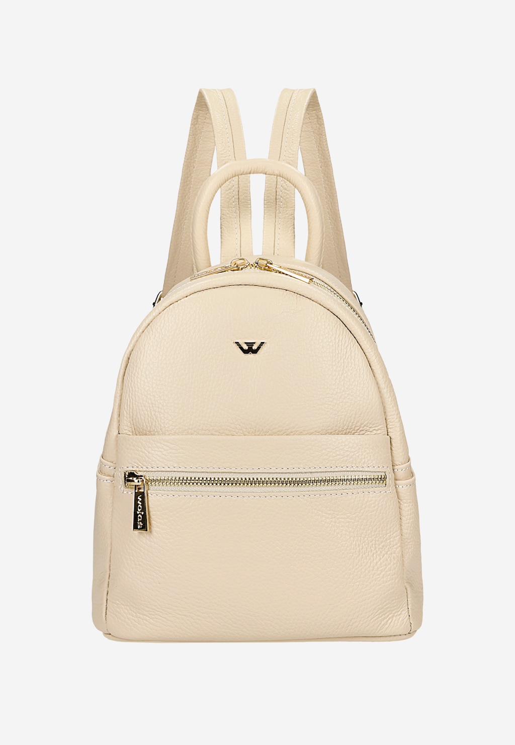 Mały beżowy plecak miejski ze skóry licowej 80115-54 Widok 2