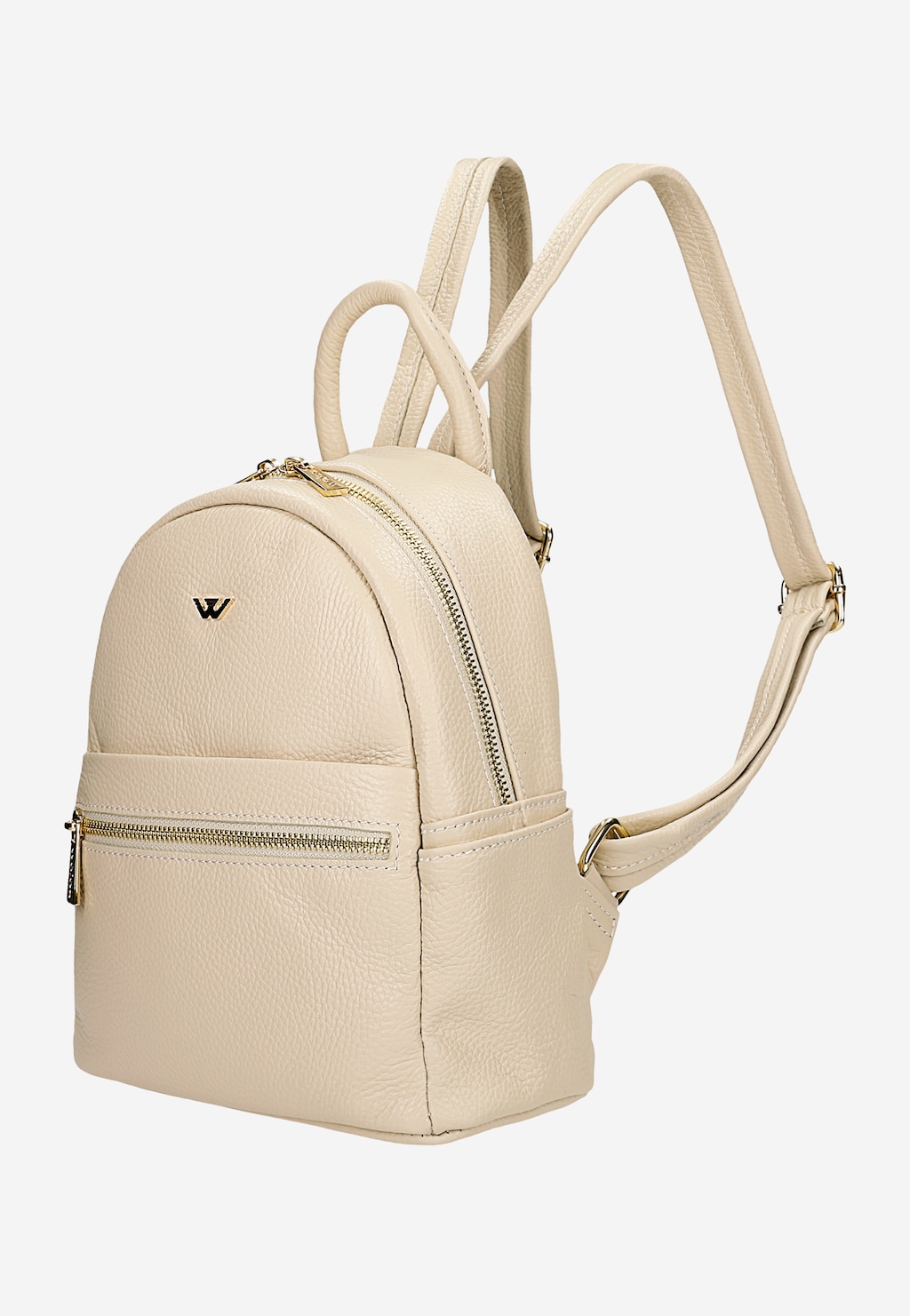 Mały beżowy plecak miejski ze skóry licowej 80115-54 Widok 3
