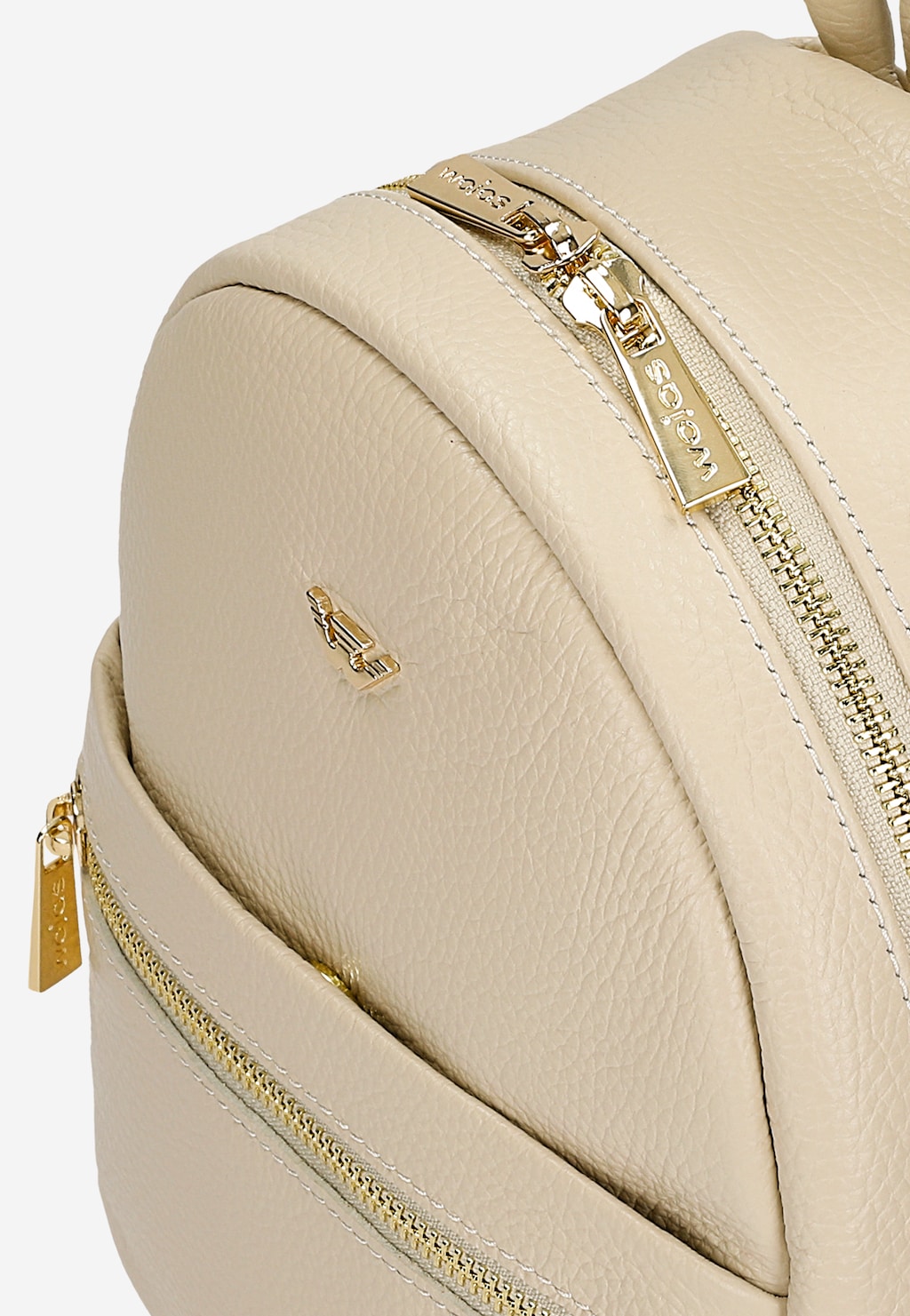 Mały beżowy plecak miejski ze skóry licowej 80115-54 Widok 6