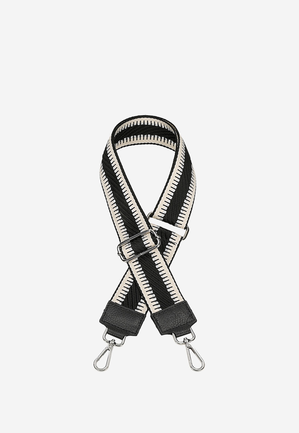 Czarno-beżowy wymienny pasek do torebki ze srebrną nitką 90402-71 Widok 2