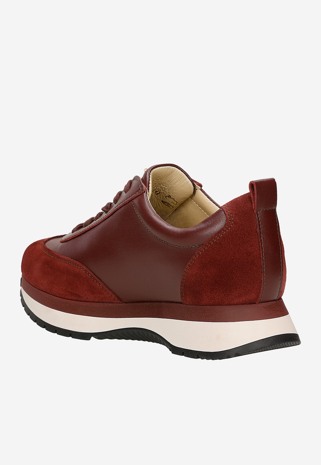 Bordowe sneakersy damskie na platoformie 46355-75 Widok 3