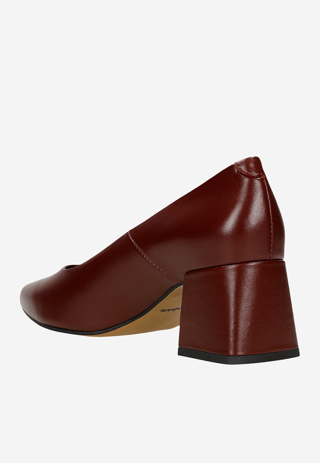 Bordowe skórzane czółenka damskie na szerokim słupku 35173-55 Widok 3