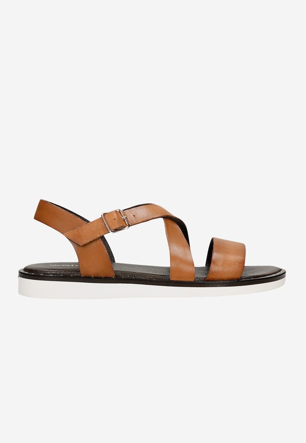 Hnedé kožené dámske sandále na plochej podrážke 76235-53 Widok 2