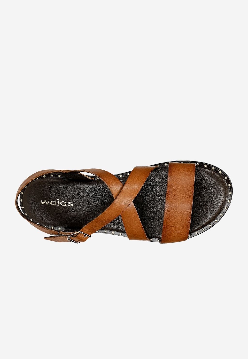 Hnedé kožené dámske sandále na plochej podrážke 76235-53 Widok 5