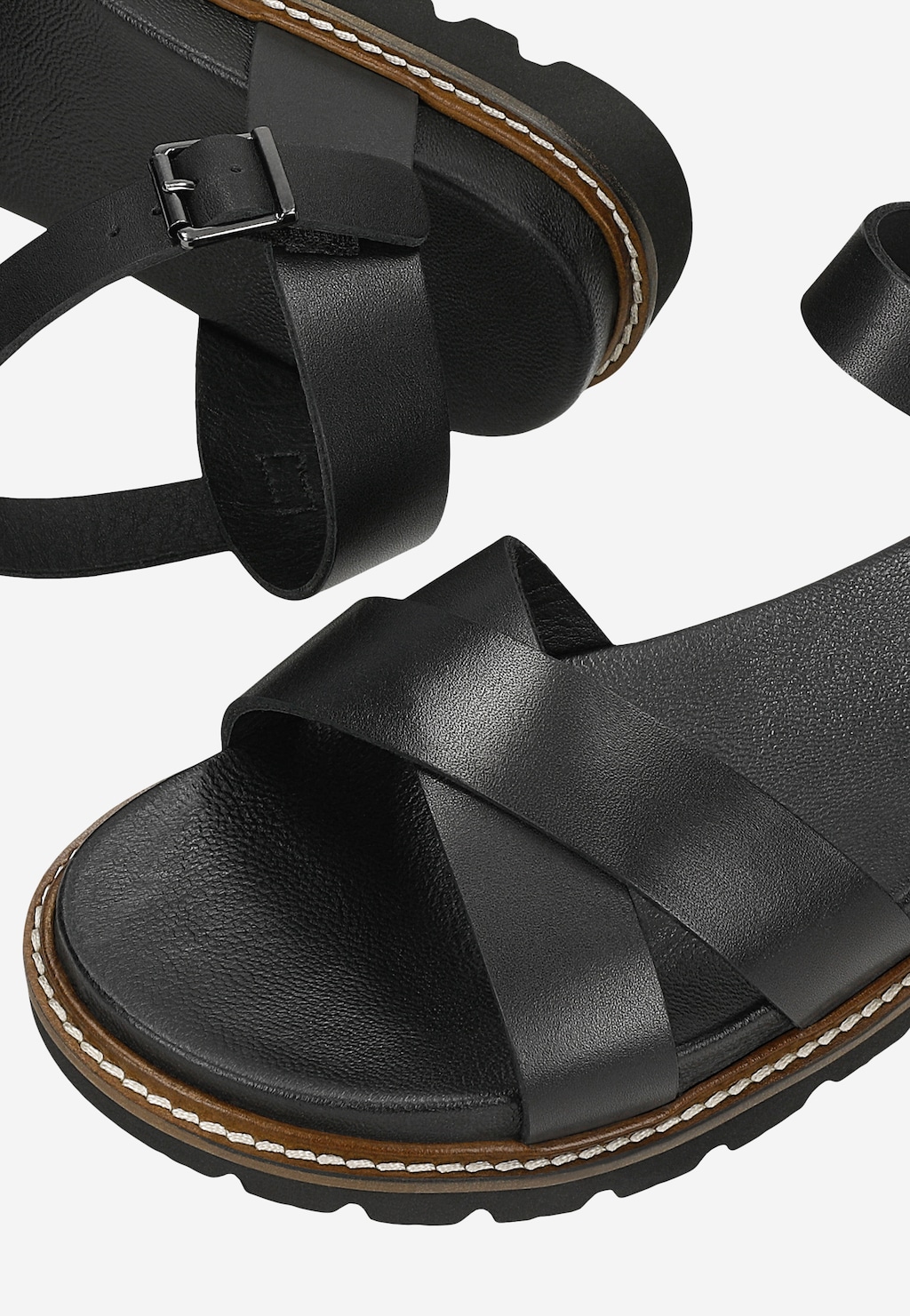 Černé dámské sandály z lícové kůže 76196-51 Widok 7