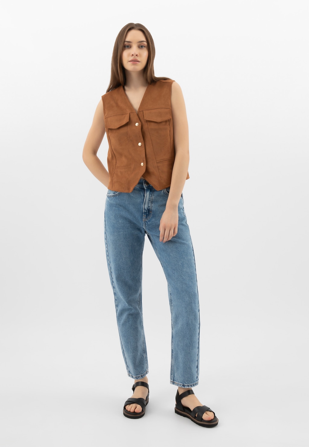 Černé dámské sandály z lícové kůže 76196-51 Widok 10