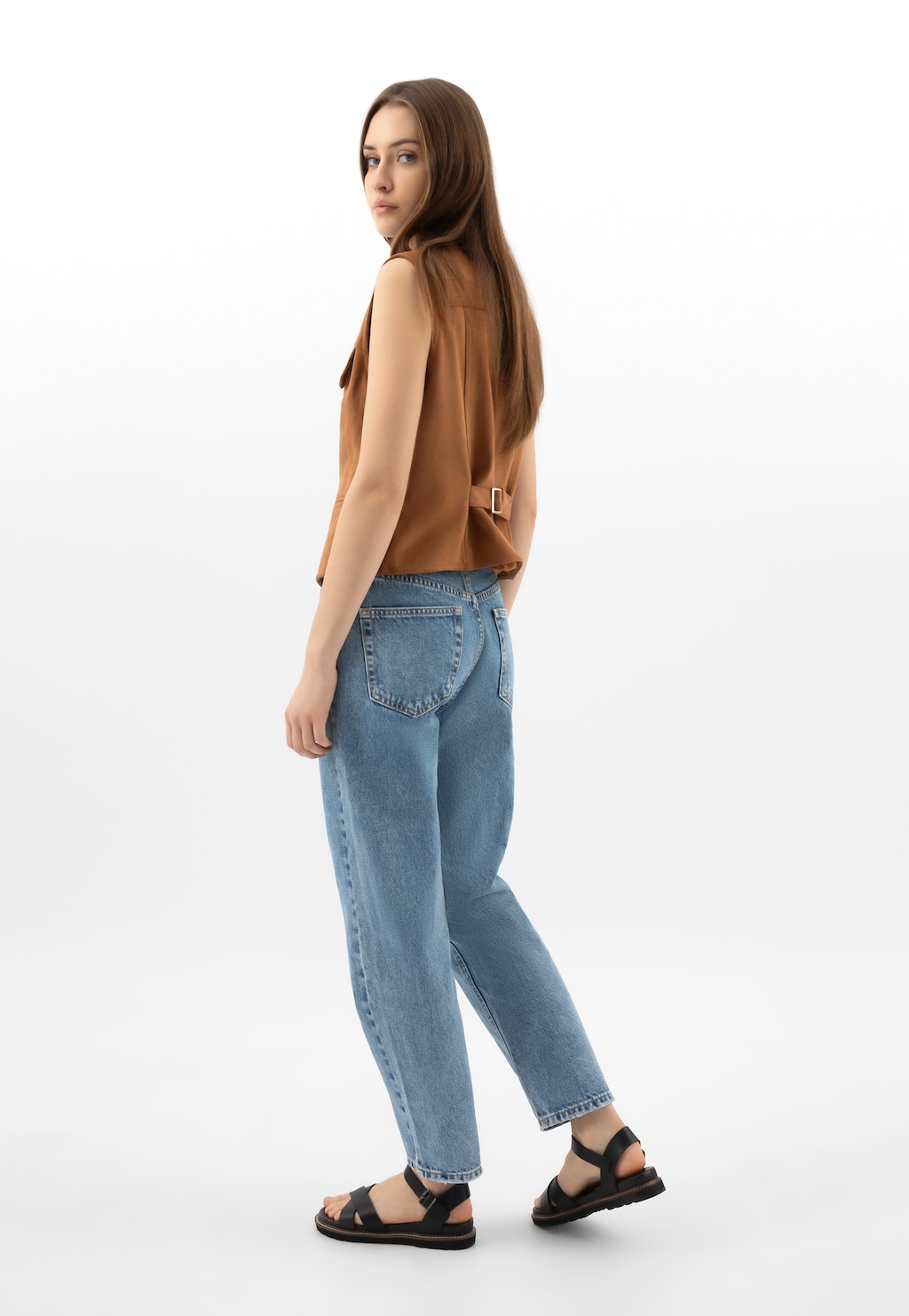 Černé dámské sandály z lícové kůže 76196-51 Widok 1