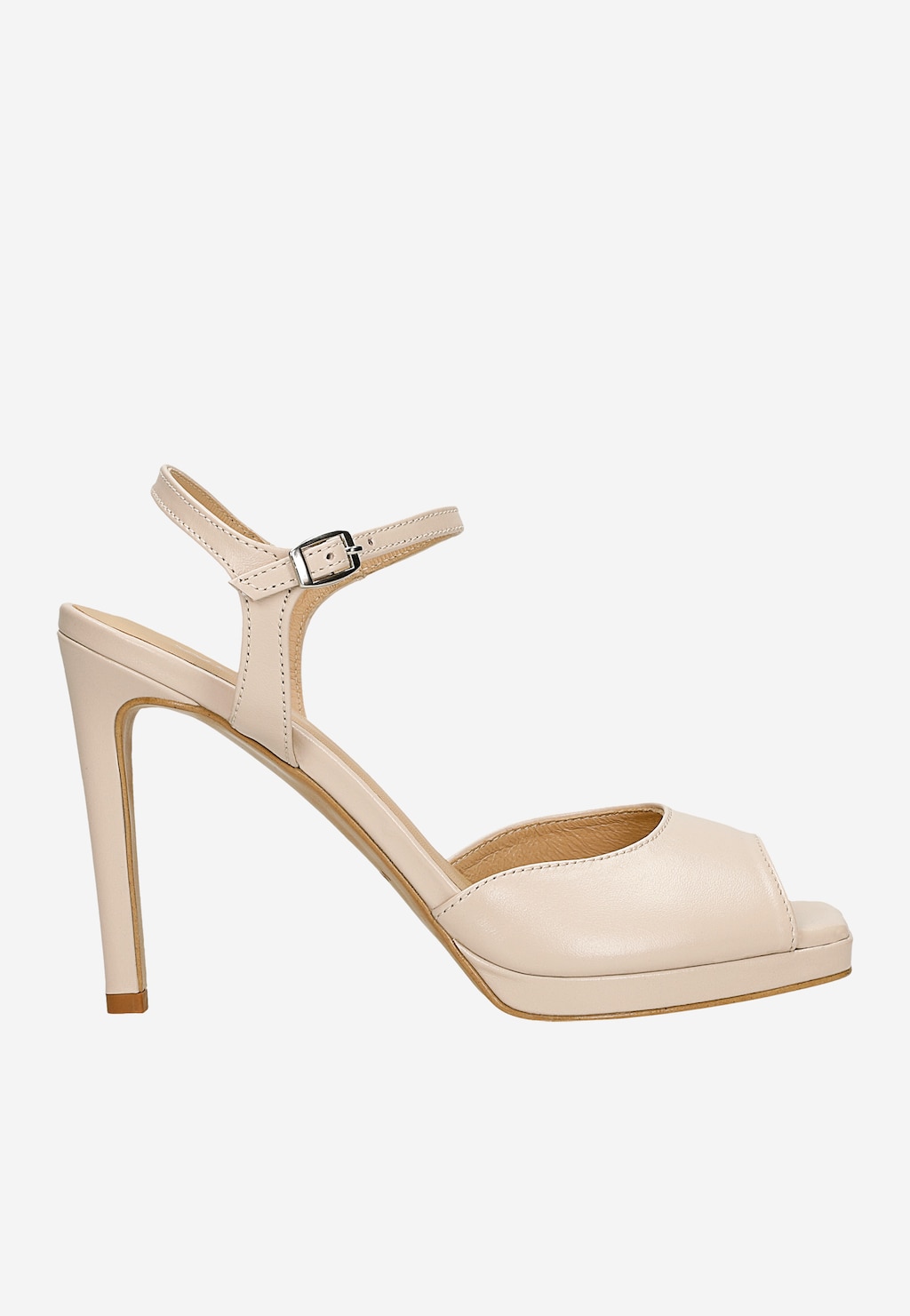 Béžové kožené dámske sandále na vysokom opätku 76221-54 Widok 2