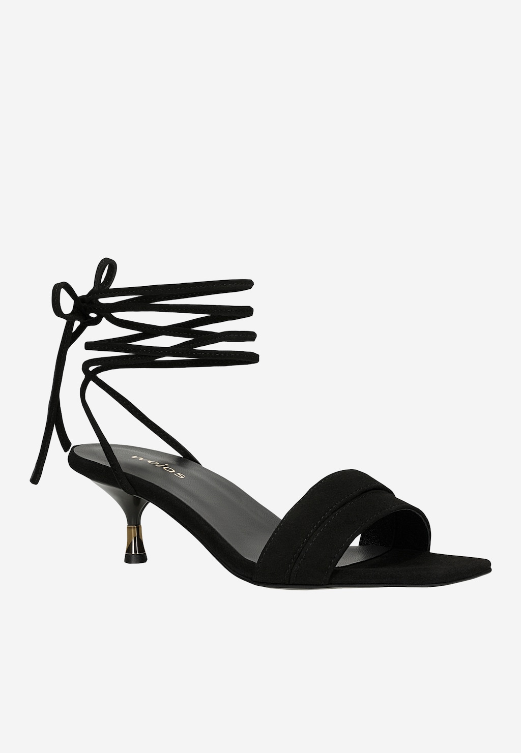 Čierne šnurovacie sandále na nízkom podpätku 76232-81 Widok 3