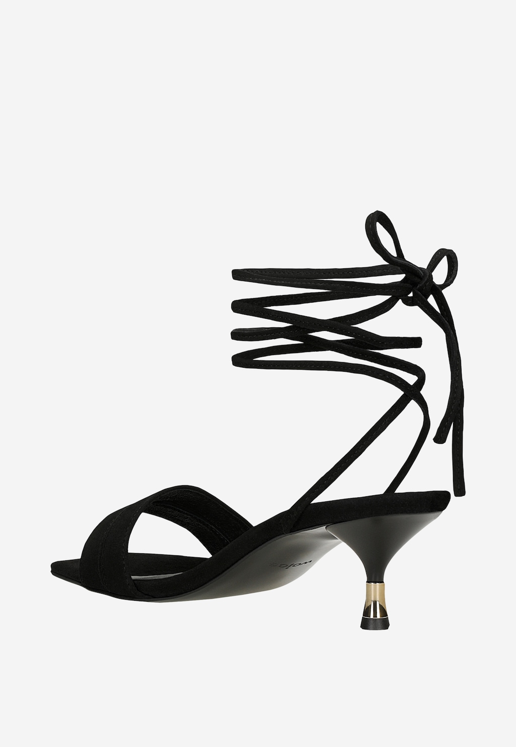 Čierne šnurovacie sandále na nízkom podpätku 76232-81 Widok 4