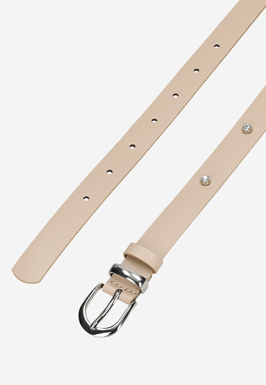 Béžový kožený opasok so striebornou spônou 93129-54 Widok 5