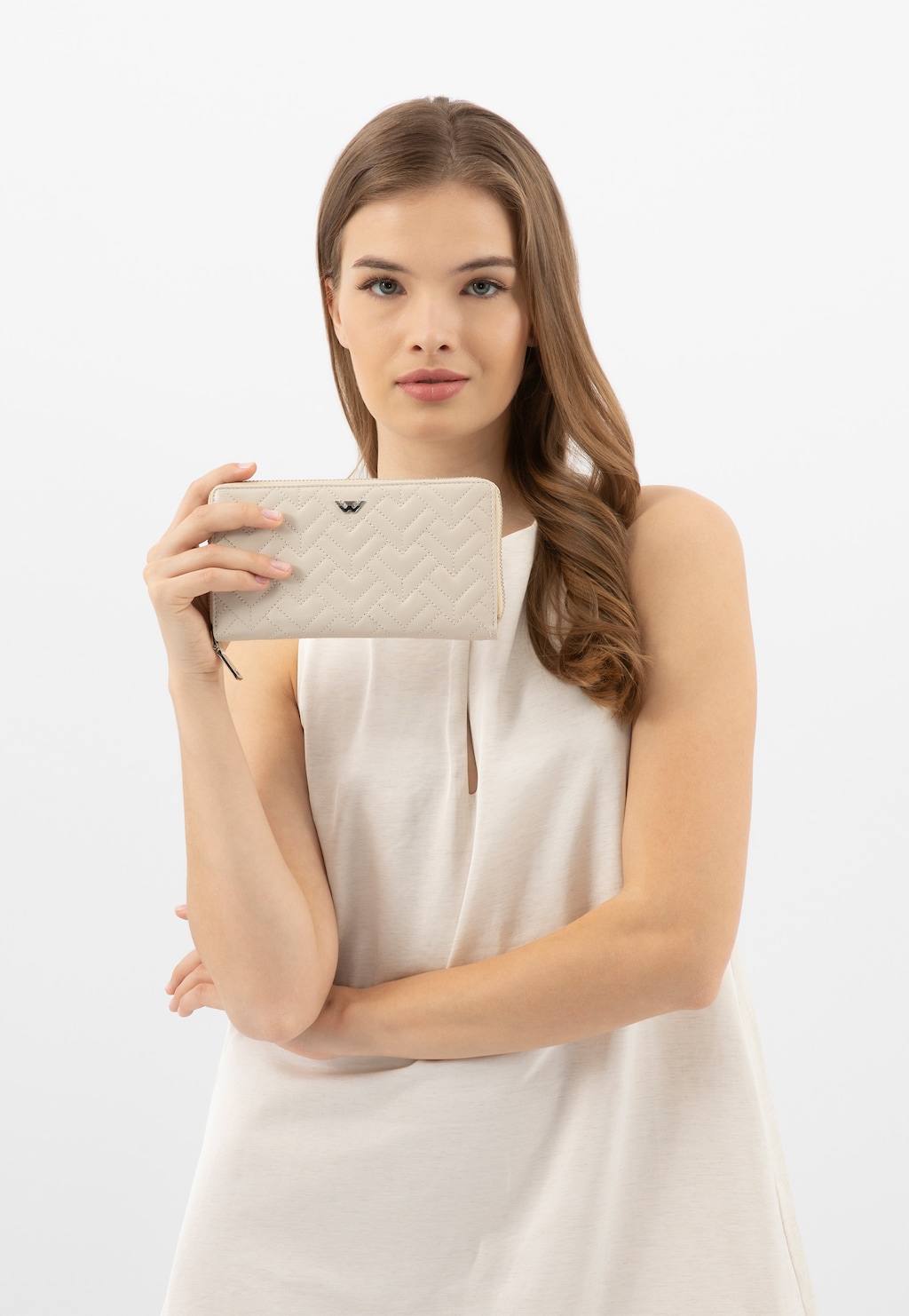 Velká béžová dámská peněženka z prošívané kůže 91102-54 Widok 8