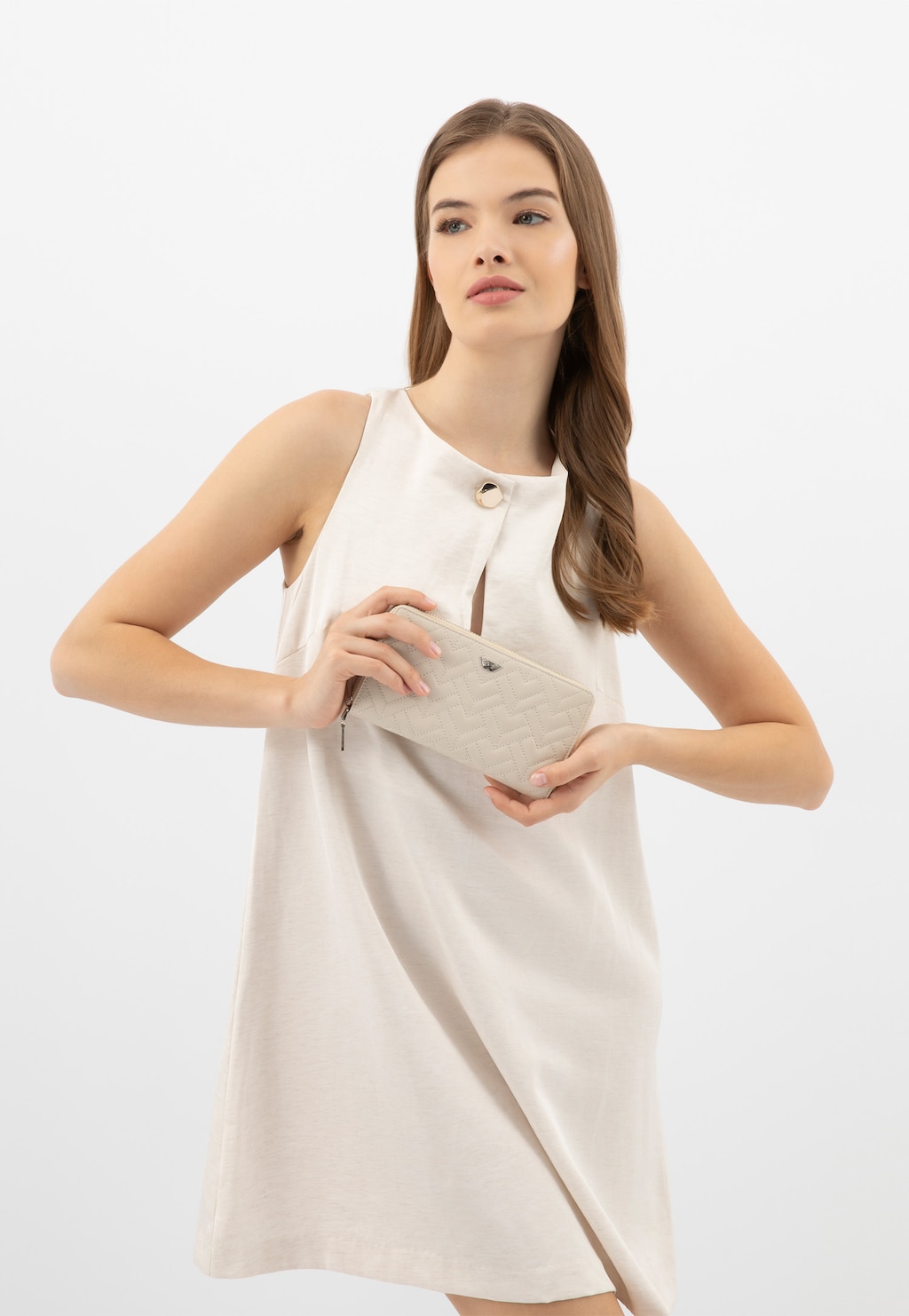 Velká béžová dámská peněženka z prošívané kůže 91102-54 Widok 9