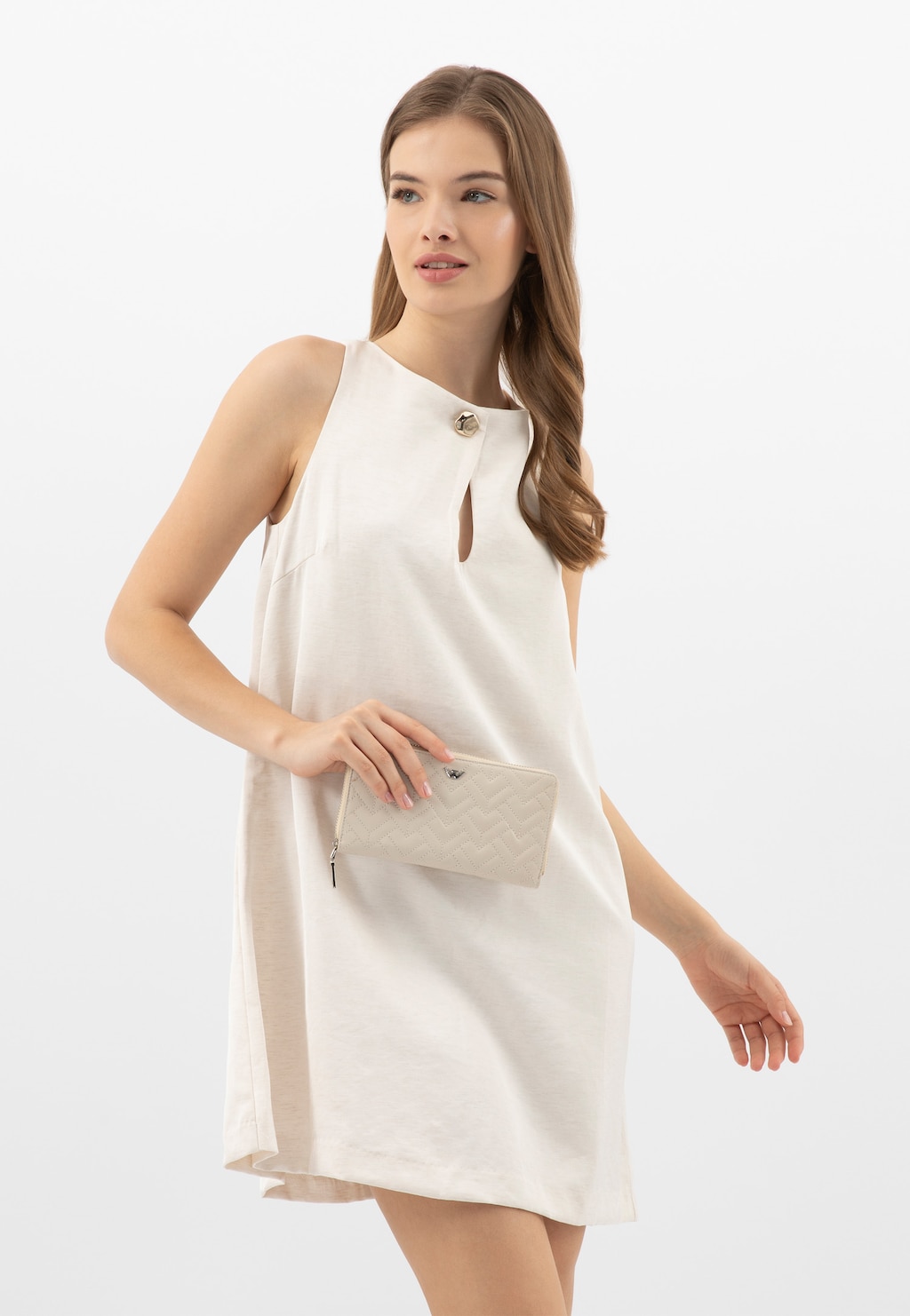 Velká béžová dámská peněženka z prošívané kůže 91102-54 Widok 1