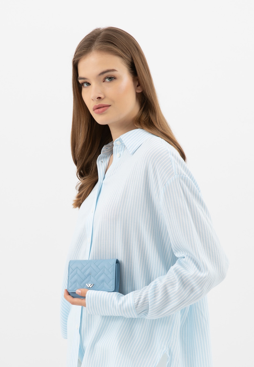 Malá modrá prešívaná dámska peňaženka z lícnej kože 91101-56 Widok 1