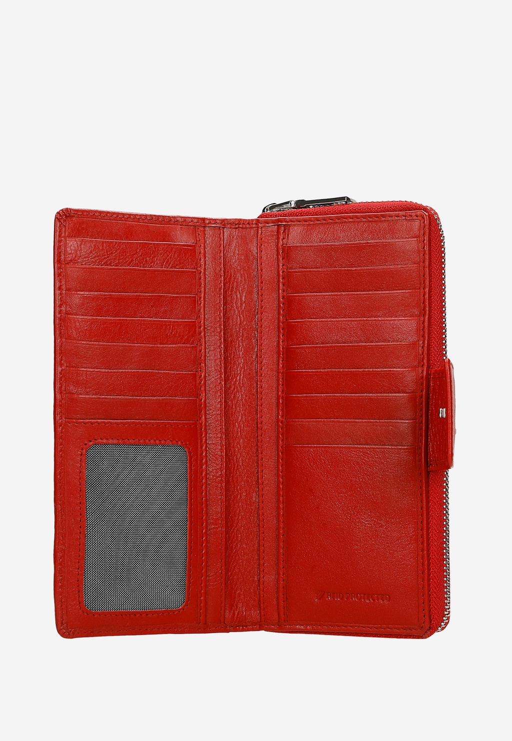 Duży czerwony portfel ze skóry licowej z RFID 91092-55 Widok 5