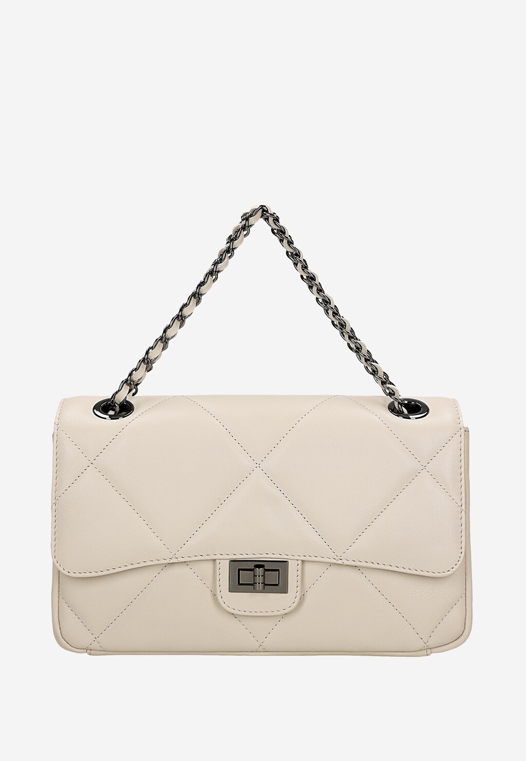 Jasnobeżowa pikowana torebka damska ze skóry licowej 80342-54 Widok 5