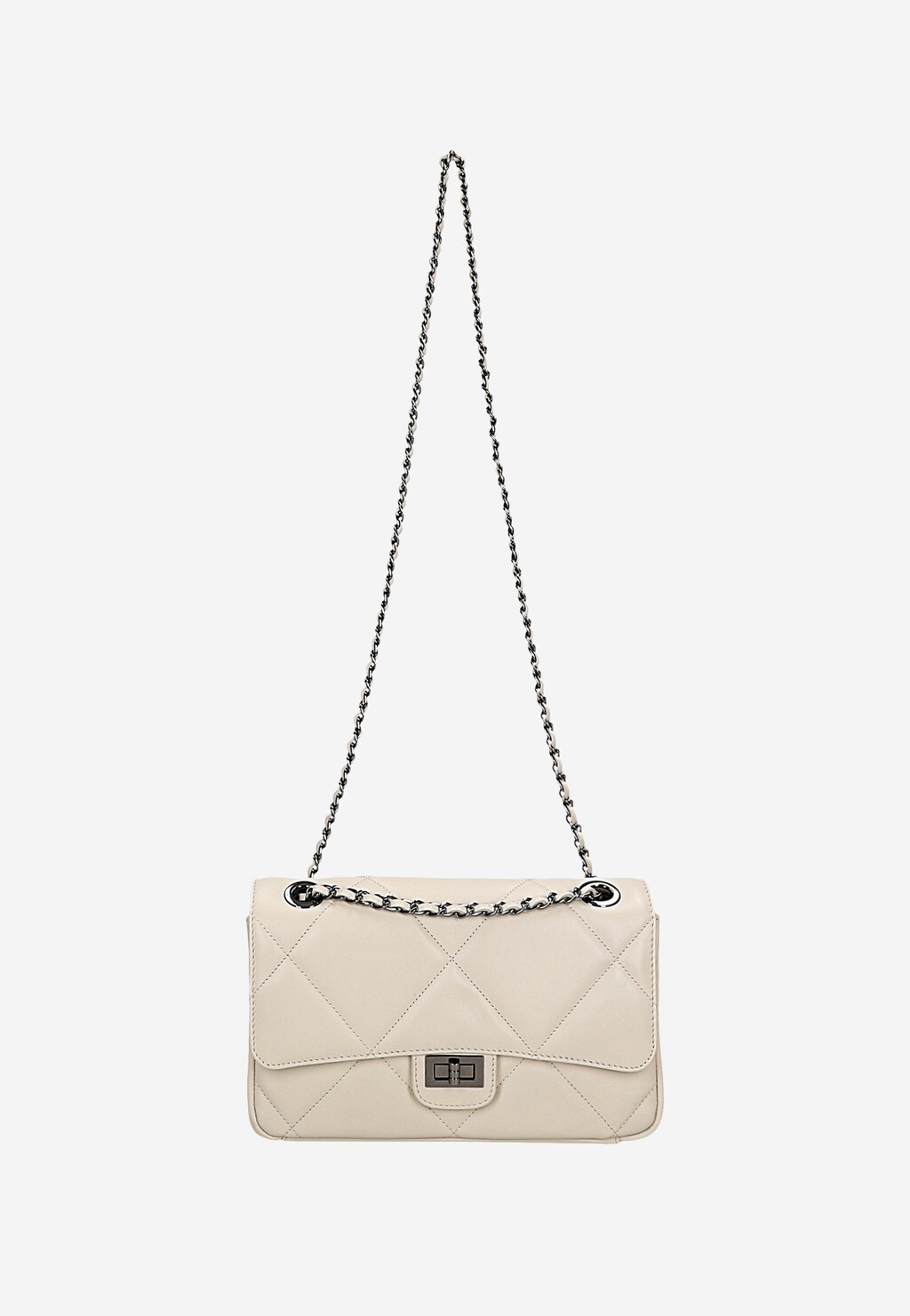 Jasnobeżowa pikowana torebka damska ze skóry licowej 80342-54 Widok 6