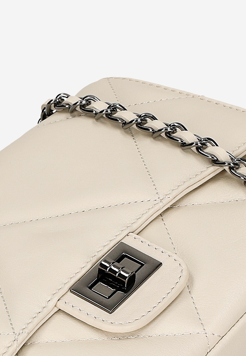 Jasnobeżowa pikowana torebka damska ze skóry licowej 80342-54 Widok 8