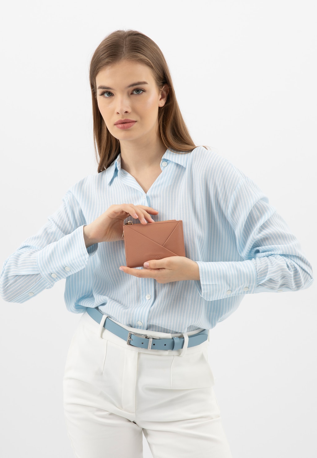 Malá kožená dámska peňaženka s geometrickým prešívaním 91081-54 Widok 9