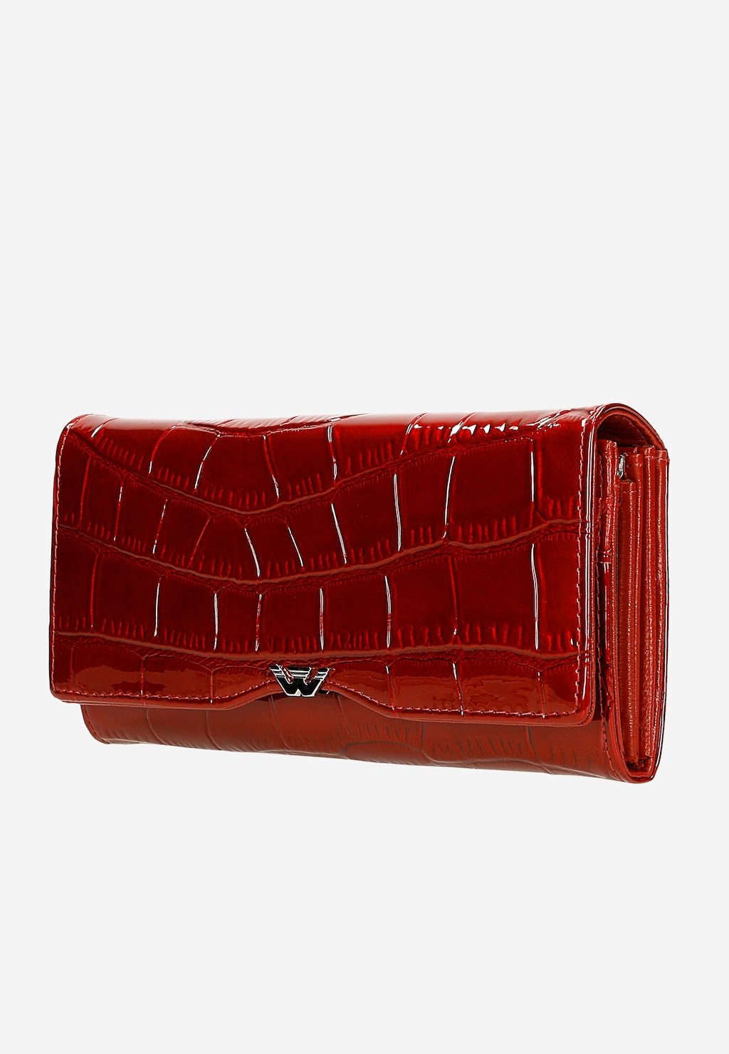 Veľká červená peňaženka z lakovanej kože s jemným metalickým leskom 91074-35 Widok 3